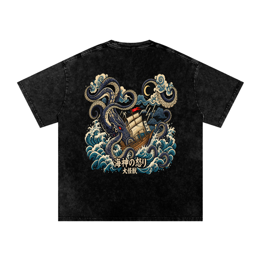Kraken attack snow washed tee